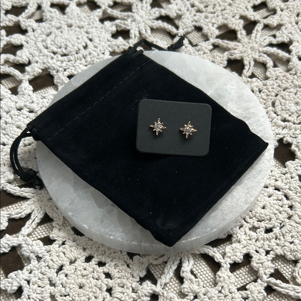 Rose Gold and Cubic Zirconia Starburst Earrings